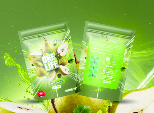 One Life Edibles – Pear Gummy – 300mg THC (Sativa)