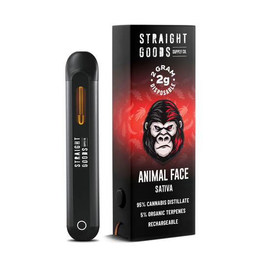 Straight Goods 2 GRAM Disposables – Animal Face (Sativa)