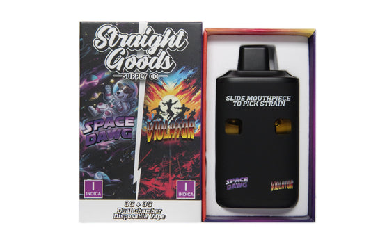 * New All Indica Strains with LCD Screen * – Straight Goods Dual Chamber Vape – Space Dawg + Violator (3 Grams + 3 Grams)